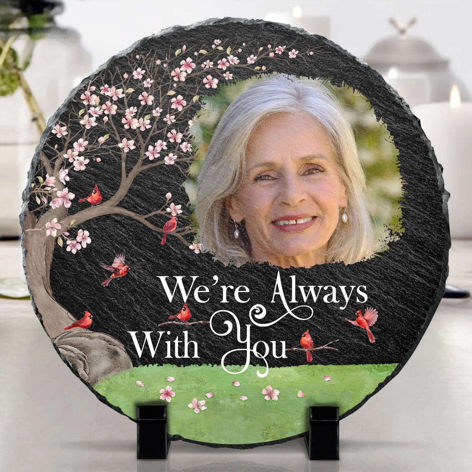 Custom Photo I'm Always With You Blooming Tree - Memorial Gift For Family, Friends - Personalized Circle Memorial Garden Stone - Image 4