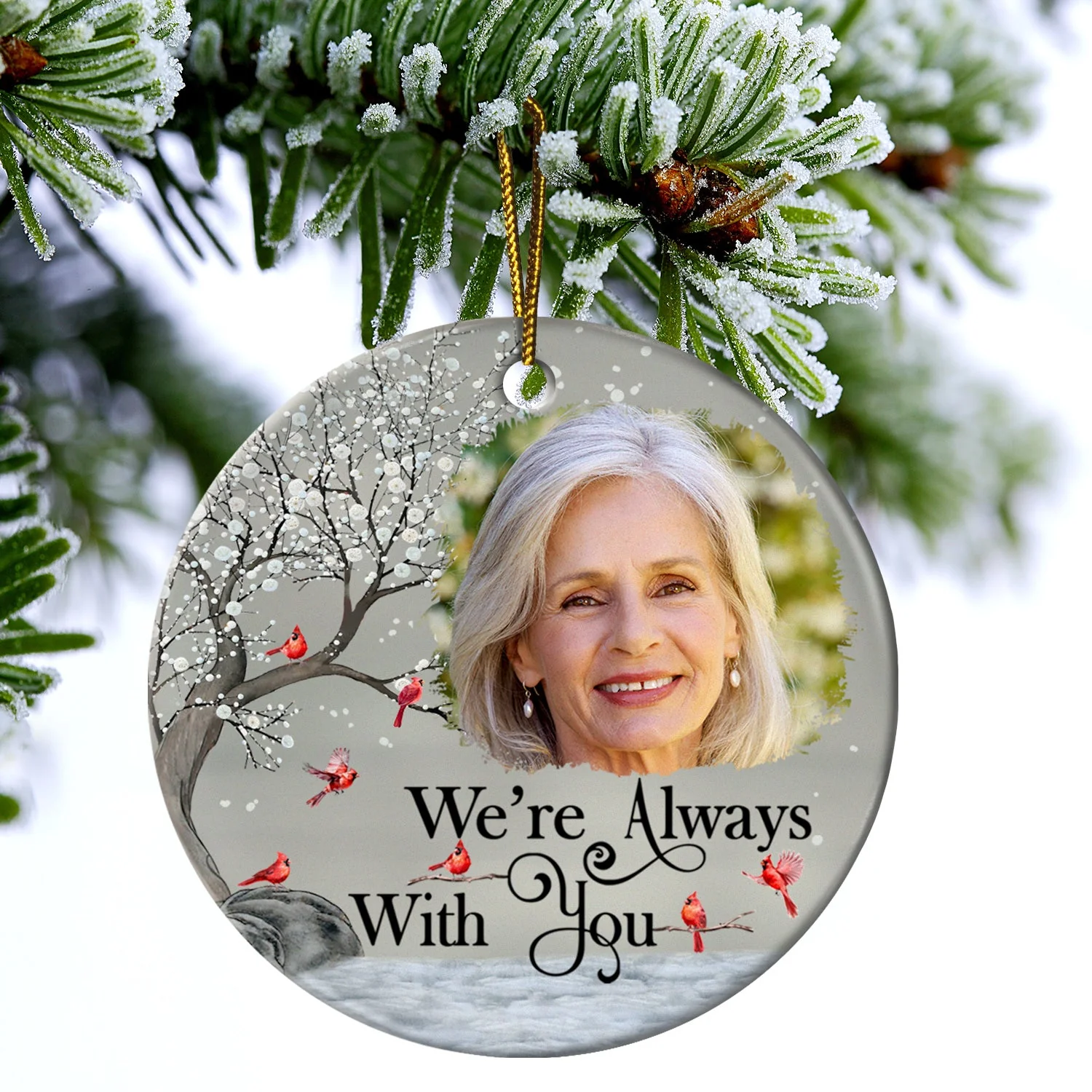 Custom Photo I'm Always With You - Christmas, Memorial Gift For Family, Friends - Personalized Circle Ceramic Ornament - Image 4