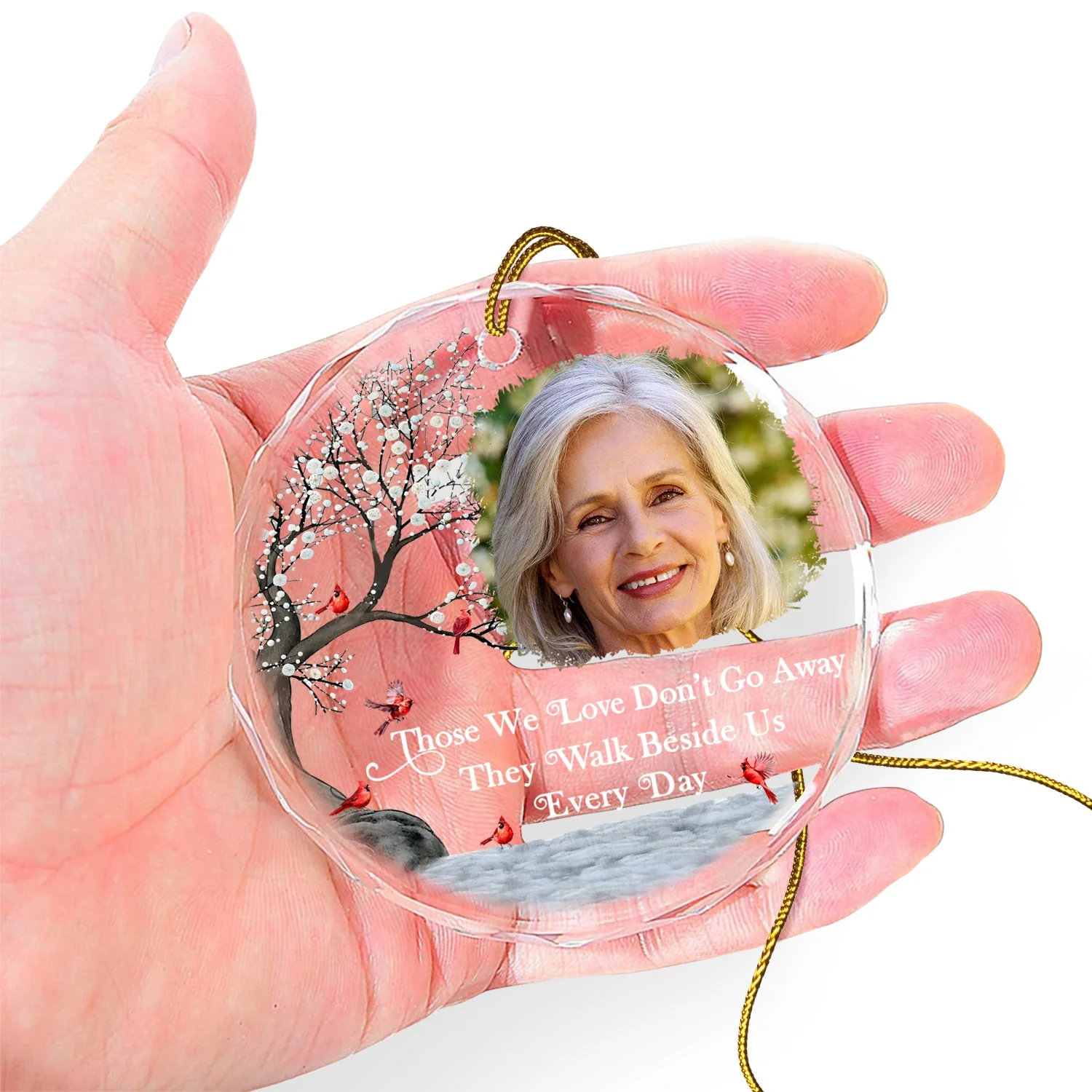 Custom Photo I'm Always With You - Christmas, Memorial Gift For Family, Friends - Personalized Circle Glass Ornament - Image 4
