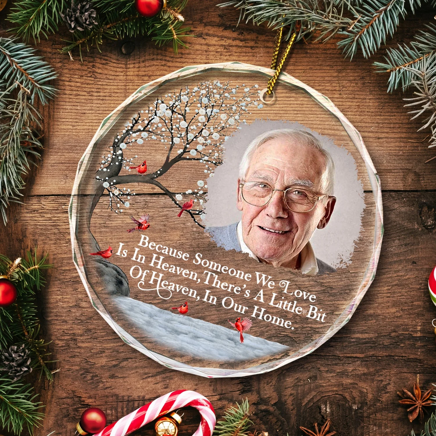 Custom Photo I'm Always With You - Christmas, Memorial Gift For Family, Friends - Personalized Circle Glass Ornament - Image 5