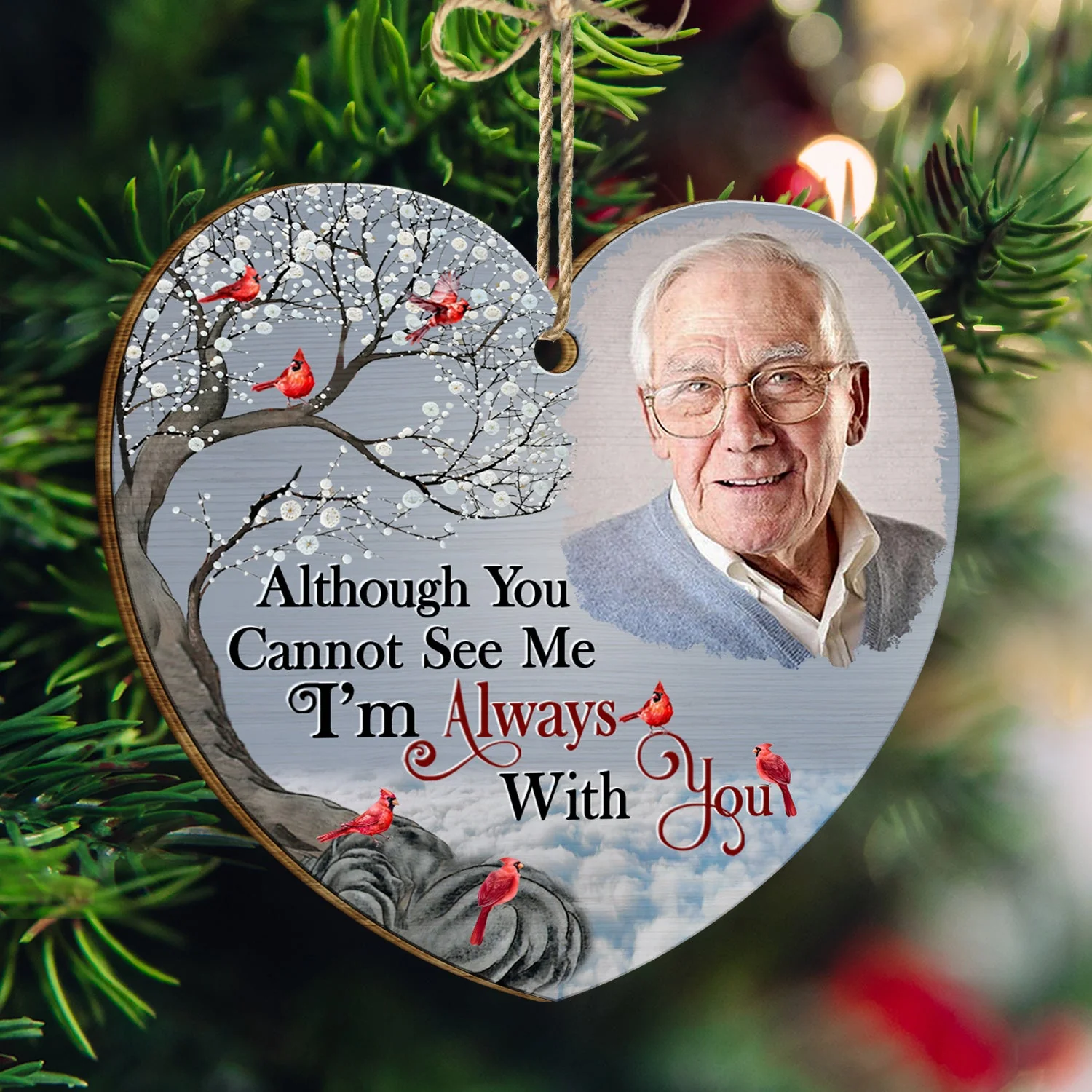 Custom Photo I'm Always With You - Christmas, Memorial Gift For Family, Siblings, Friends - Personalized Custom Shaped Wooden Ornament - Image 3