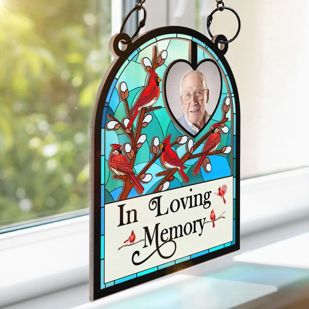 Custom Photo I'm Always With You Memorial Bird - Personalized Window Hanging Suncatcher Ornament - Image 3