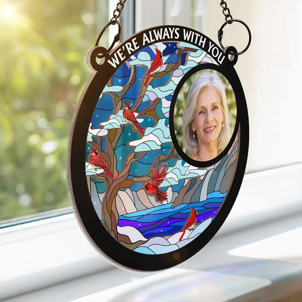 Custom Photo I'm Always With You Memorial Family - Personalized Window Hanging Suncatcher Ornament - Image 3