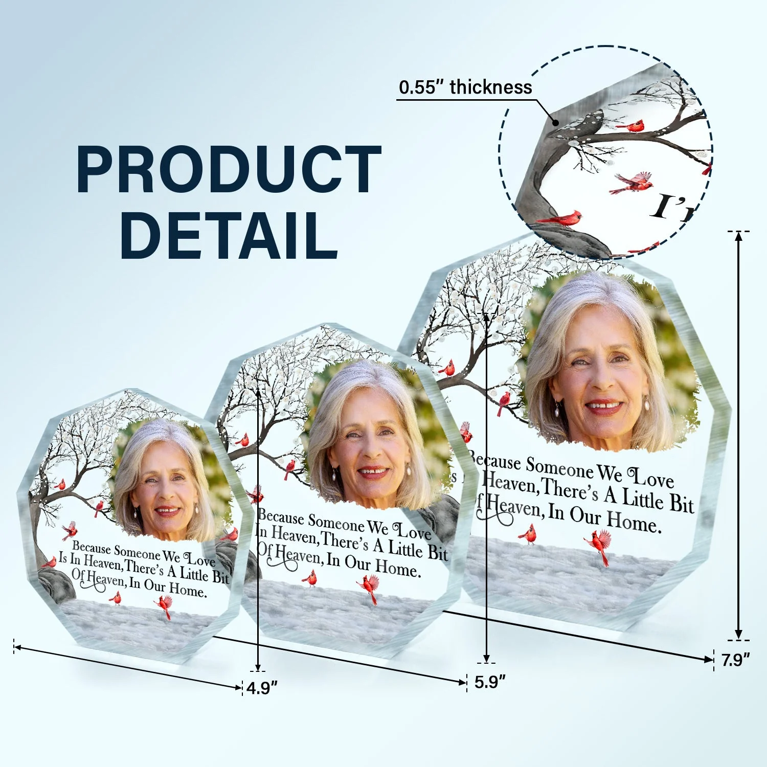 Custom Photo I'm Always With You - Memorial Gift For Family, Friends - Personalized Nonagon Shaped Acrylic Plaque - Image 5
