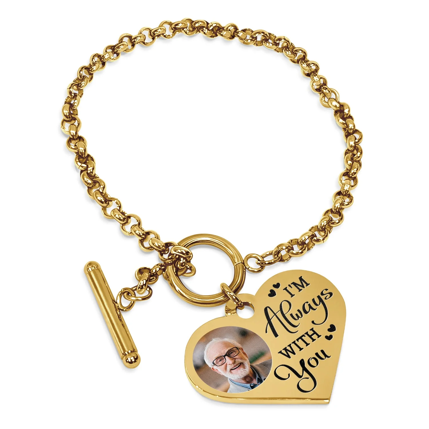 Custom Photo I'm Always With You - Memorial Gift For Family, Siblings, Friends, Dog Lovers, Cat Lovers - Personalized Heart Bracelet - Image 2