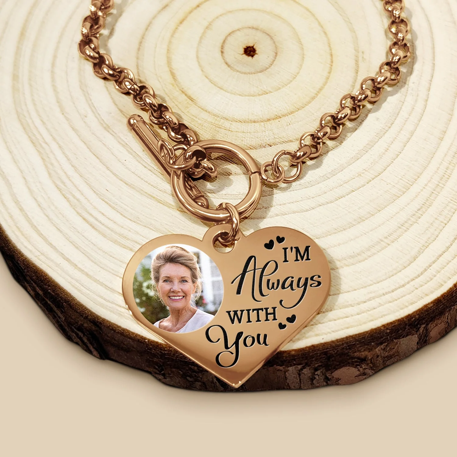 Custom Photo I'm Always With You - Memorial Gift For Family, Siblings, Friends, Dog Lovers, Cat Lovers - Personalized Heart Bracelet - Image 3