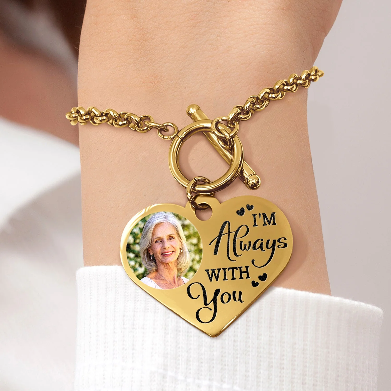 Custom Photo I'm Always With You - Memorial Gift For Family, Siblings, Friends, Dog Lovers, Cat Lovers - Personalized Heart Bracelet - Image 6