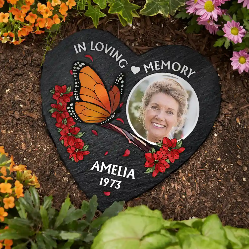 Custom Photo I'm Always With You Memorial Heart - Personalized Heart Memorial Garden Stone - Image 3