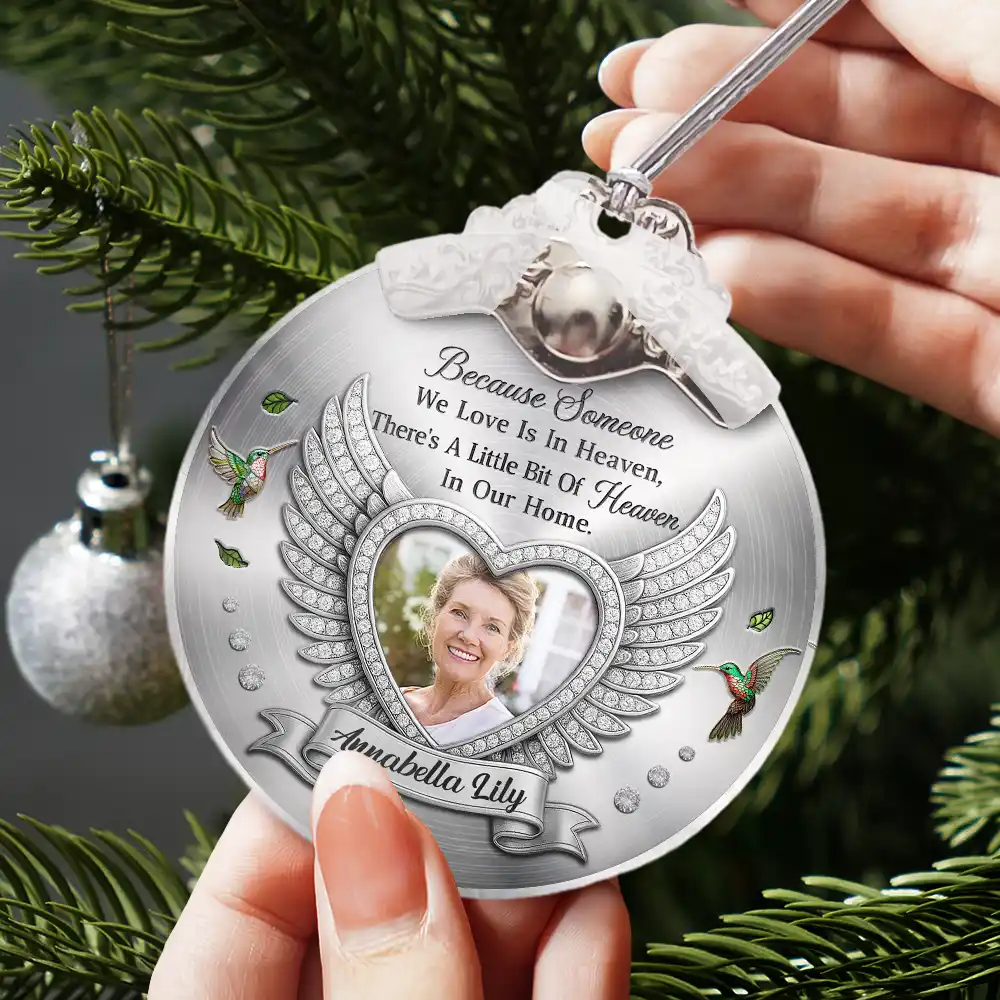 Custom Photo I'm Always With You Memorial Metal Effect - Personalized Glass Ornament With Silver Cap - Image 3