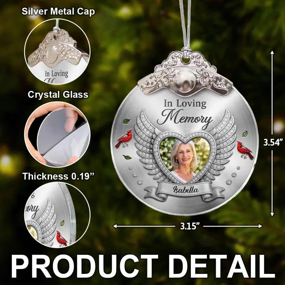 Custom Photo I'm Always With You Memorial Metal Effect - Personalized Glass Ornament With Silver Cap - Image 5