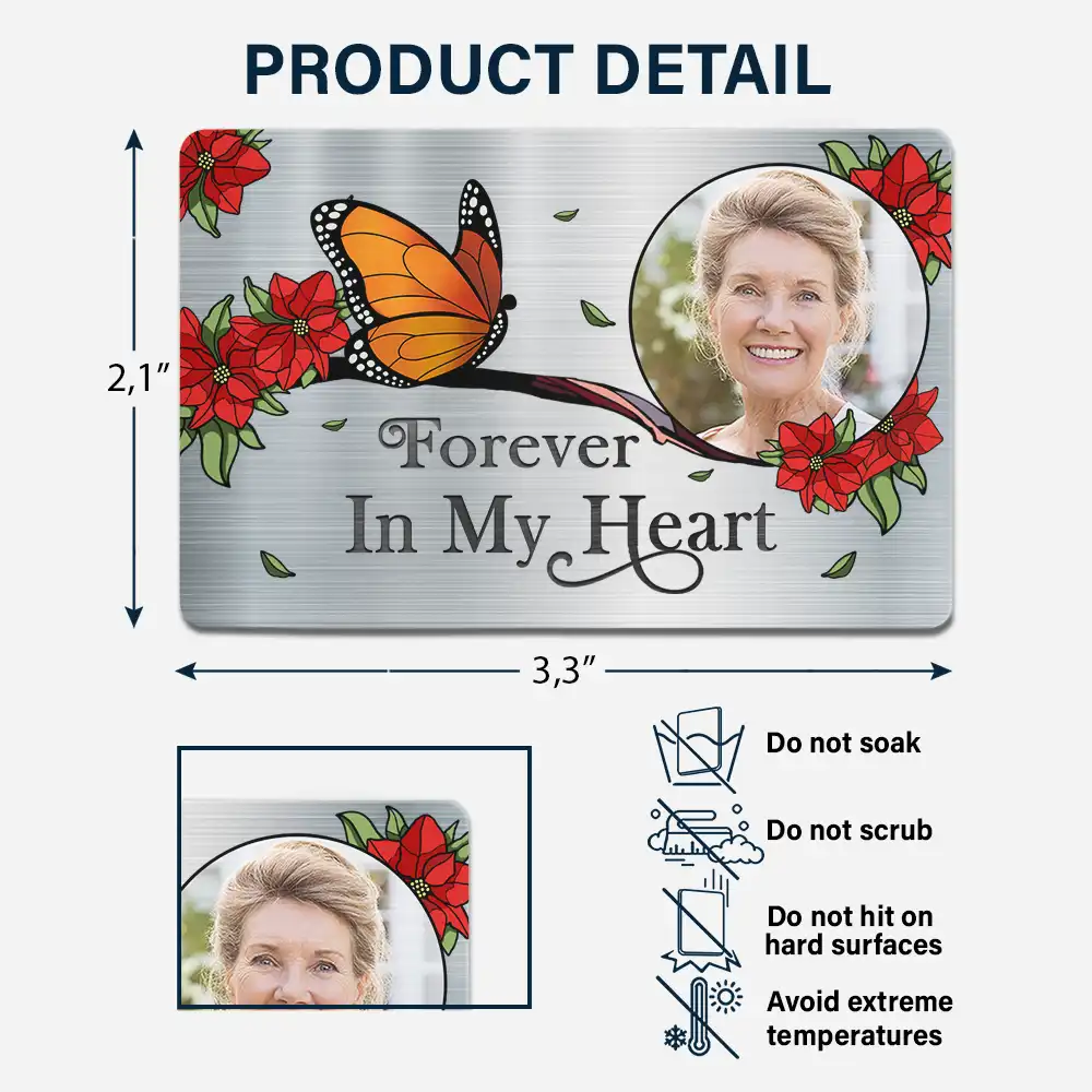 Custom Photo I'm Always With You Memorial - Personalized Aluminum Wallet Card - Image 4