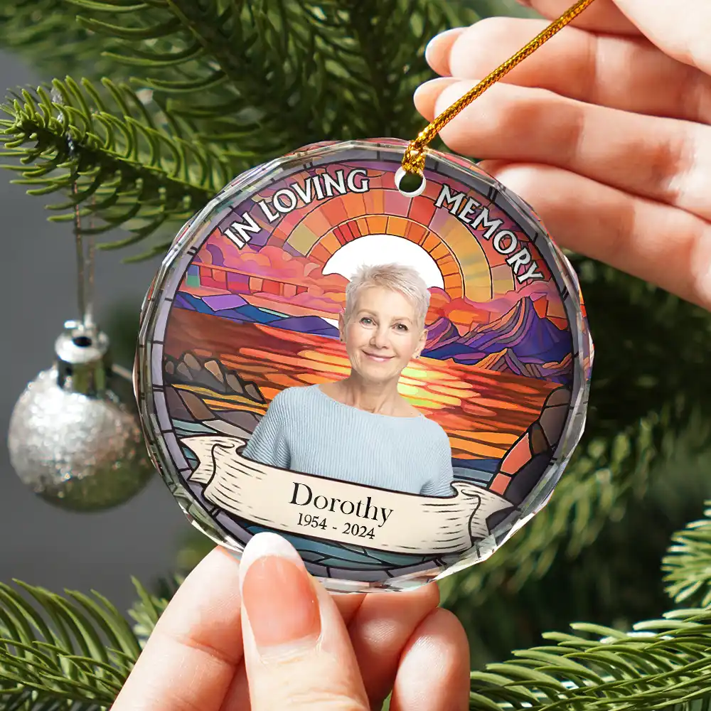 Custom Photo I'm Always With You Memorial - Personalized Circle Glass Ornament - Image 3