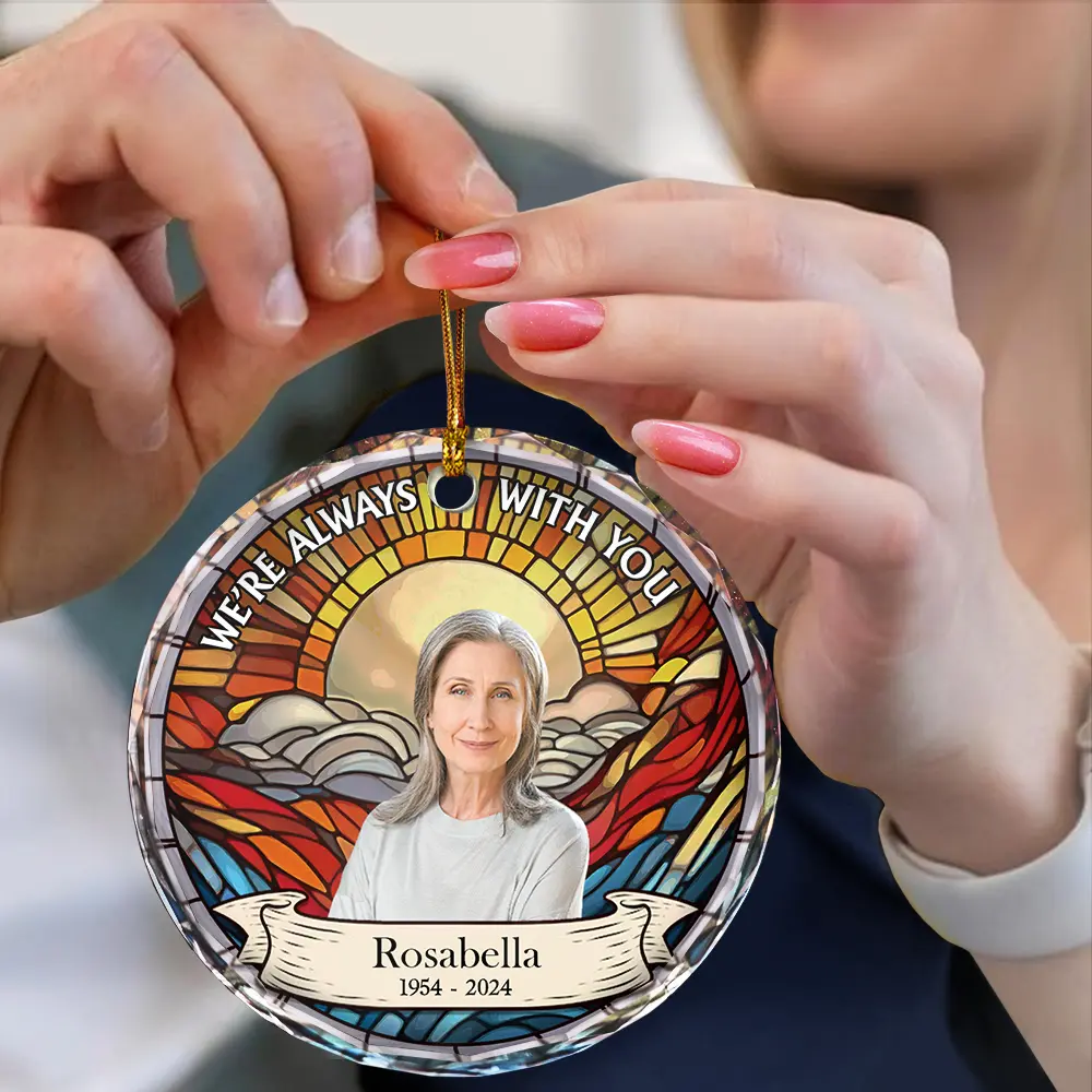 Custom Photo I'm Always With You Memorial - Personalized Circle Glass Ornament - Image 5