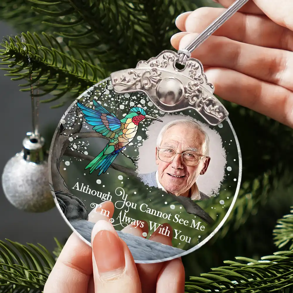 Custom Photo I'm Always With You Memorial - Personalized Glass Ornament With Silver Cap - Image 3