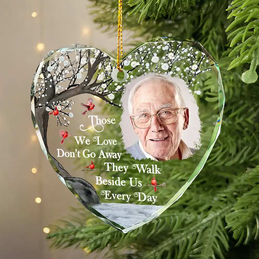 Custom Photo I'm Always With You Memorial - Personalized Heart Shaped Glass Ornament - Image 2