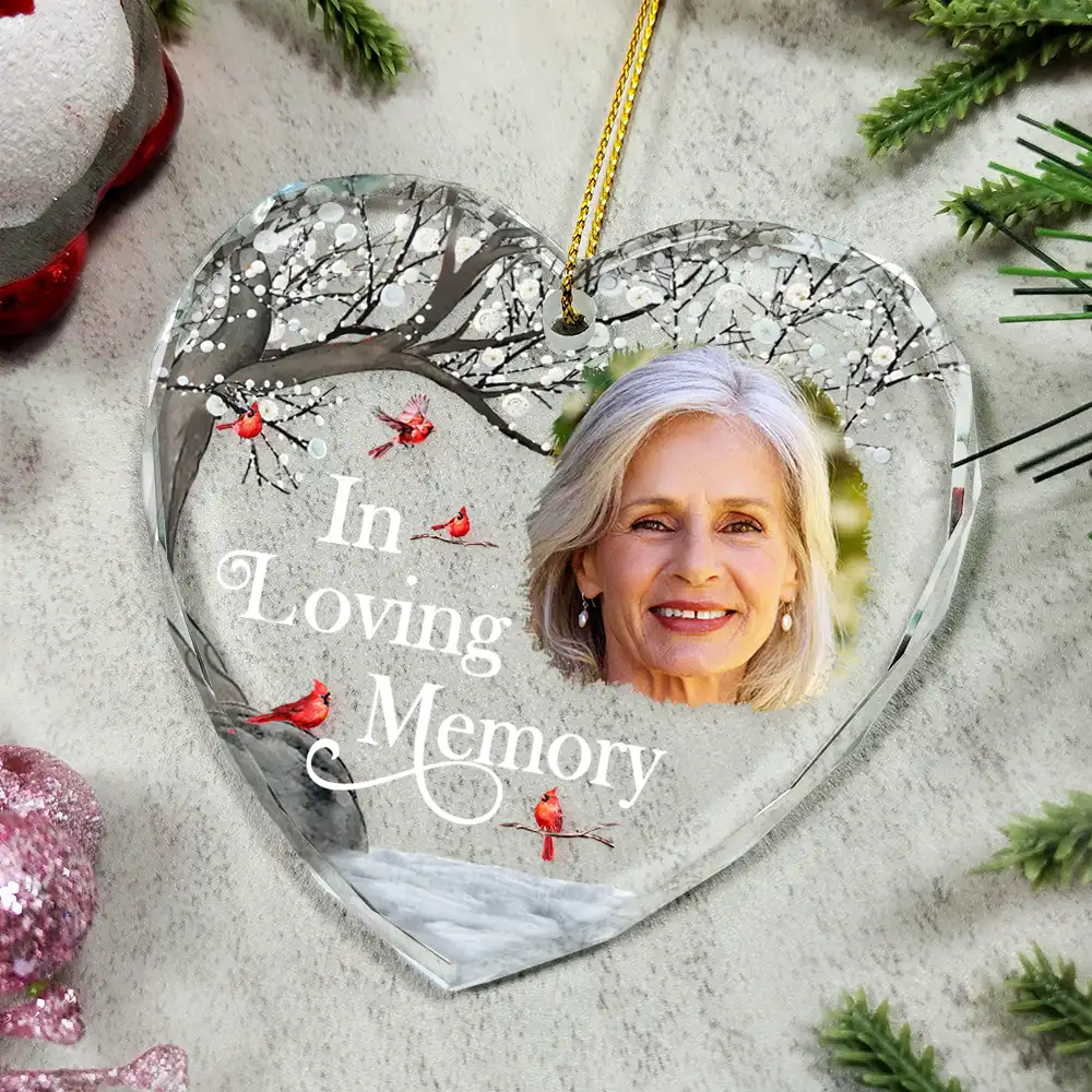 Custom Photo I'm Always With You Memorial - Personalized Heart Shaped Glass Ornament - Image 4