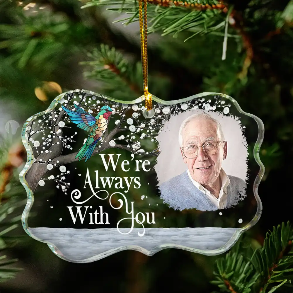 Custom Photo I'm Always With You Memorial - Personalized Medallion Glass Ornament - Image 4