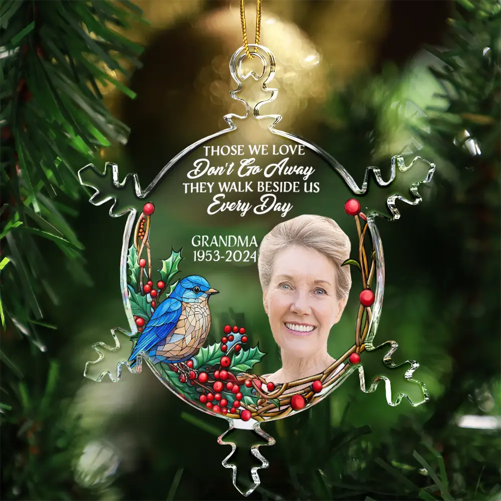 Custom Photo I'm Always With You Memorial - Personalized Snowflakes Shaped Glass Ornament - Image 4