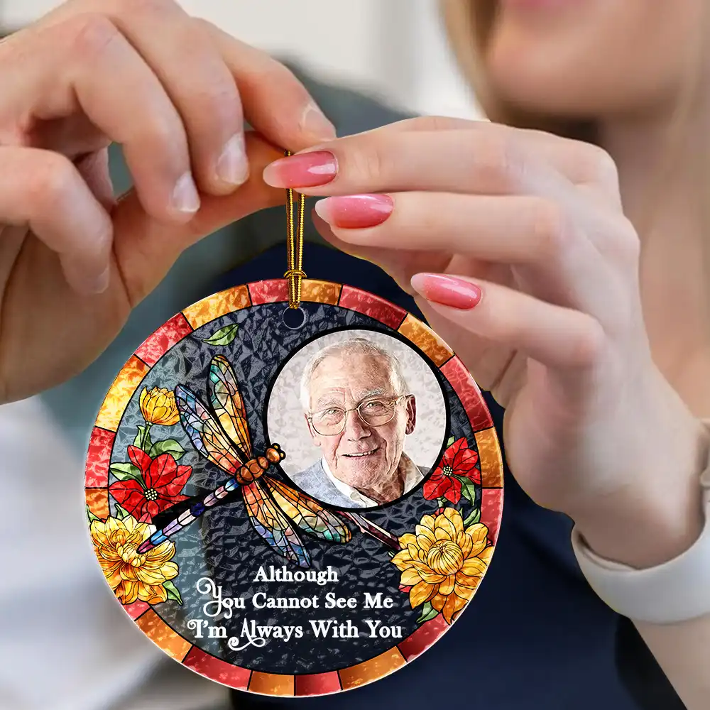 Custom Photo I'm Always With You Memorial - Personalized Stained Glass Ornament - Image 4