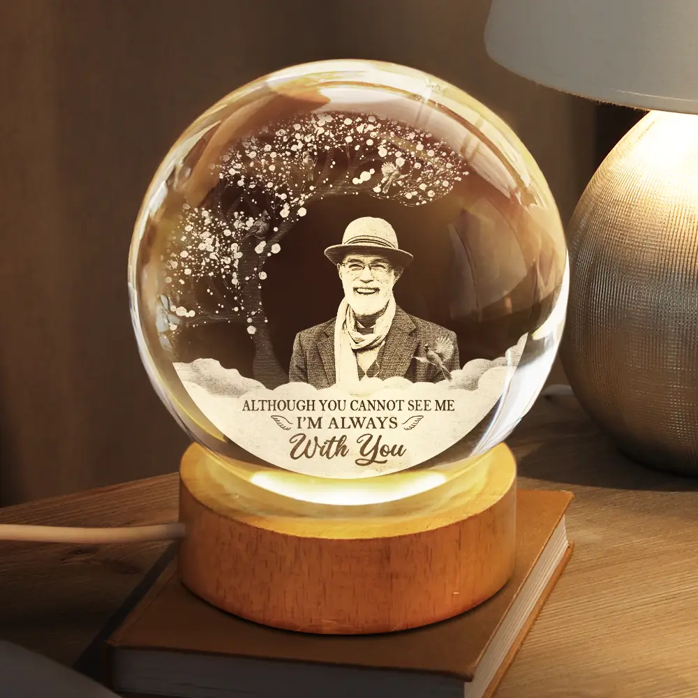 Custom Photo I'm Always With You - Personalized Crystal Globe Lamp - Image 3