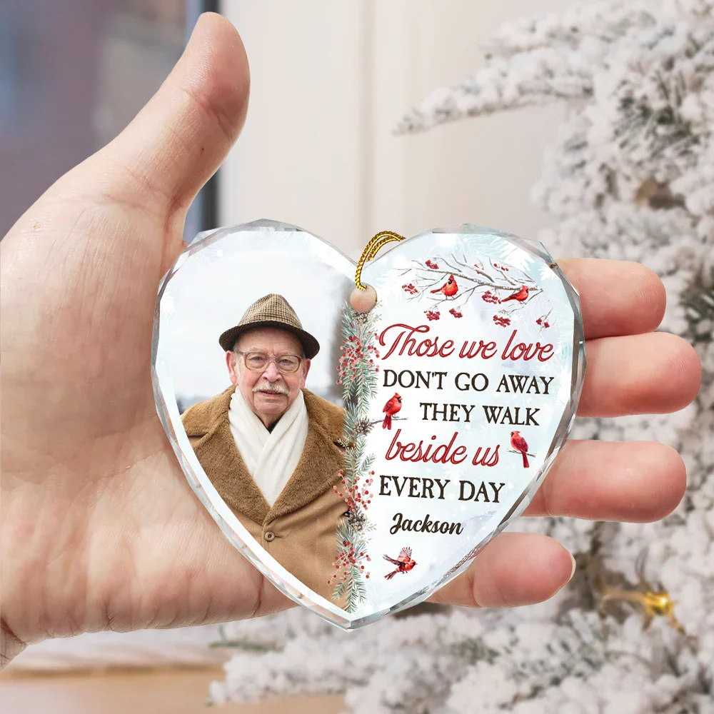 Custom Photo I'm Always With You - Personalized Heart Shaped Glass Ornament - Image 3