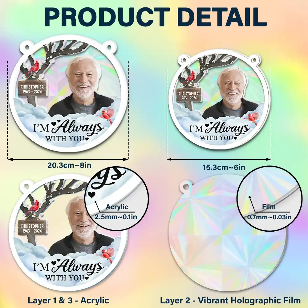 Custom Photo I'm Always With You - Personalized Window Hanging Rainbow Suncatcher - Image 7