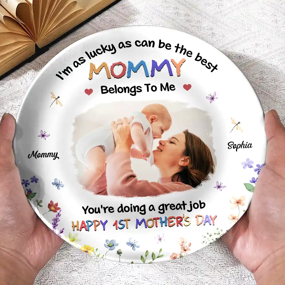Custom Photo I'm As Lucky As I Can Be - Personalized Ceramic Plate - Image 3