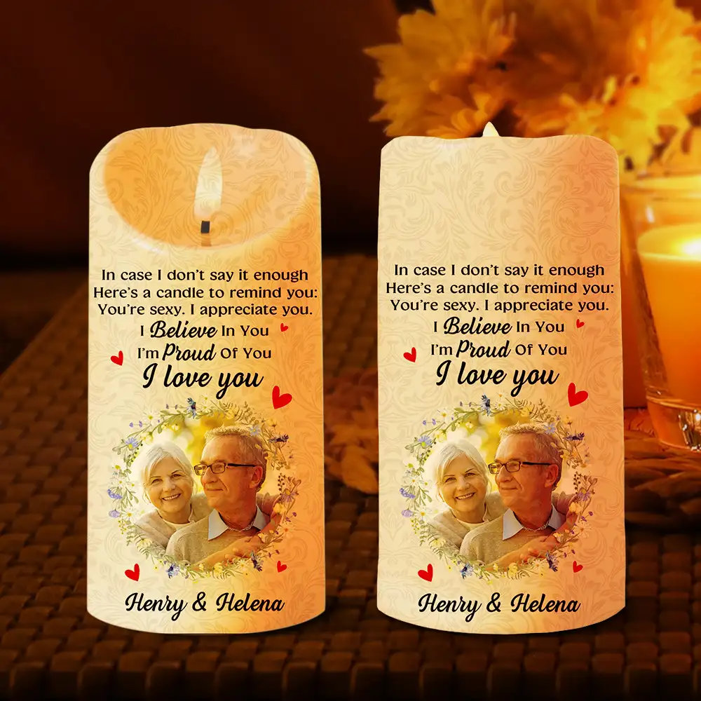 Custom Photo In Case I Don't Say It Enough Couples - Personalized Flameless LED Candle - Image 2