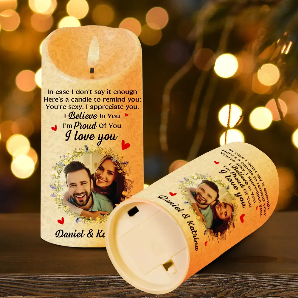 Custom Photo In Case I Don't Say It Enough Couples - Personalized Flameless LED Candle - Image 4