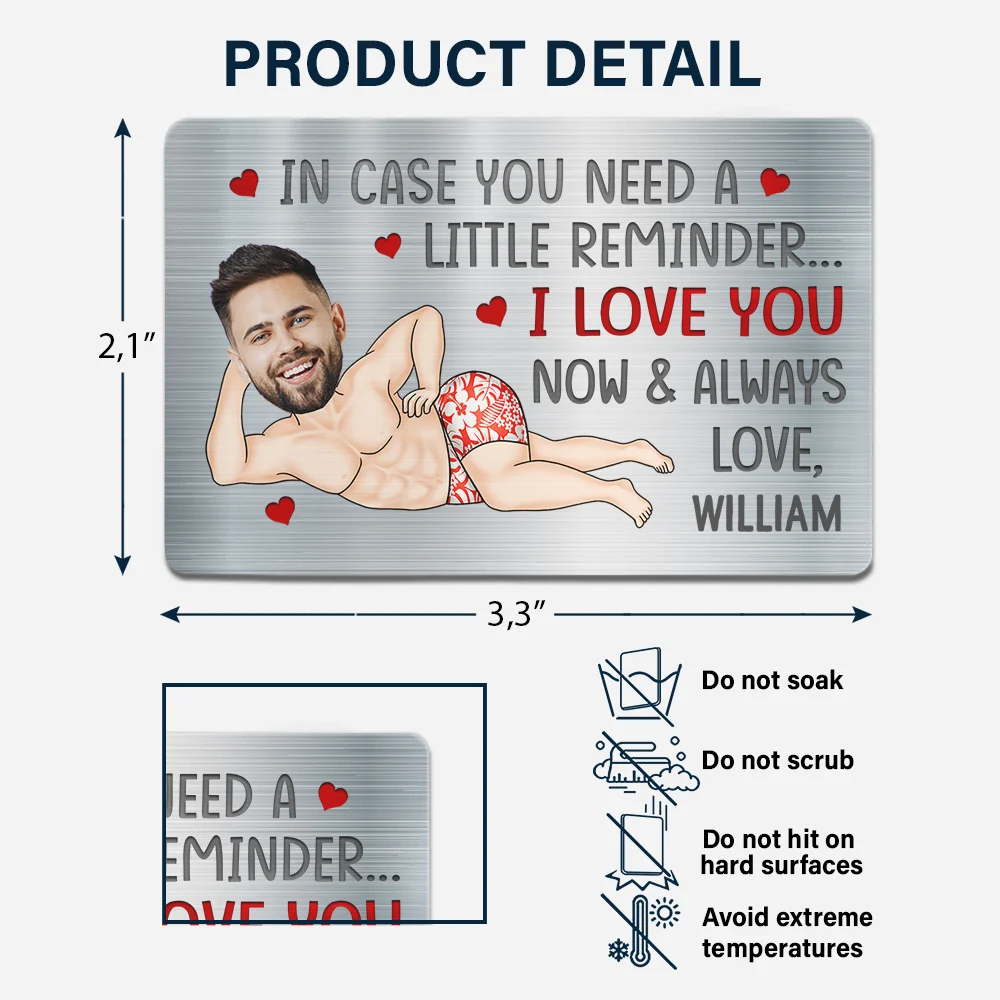 Custom Photo In Case You Need A Little Reminder Funny Couple - Personalized Aluminum Wallet Card - Image 5