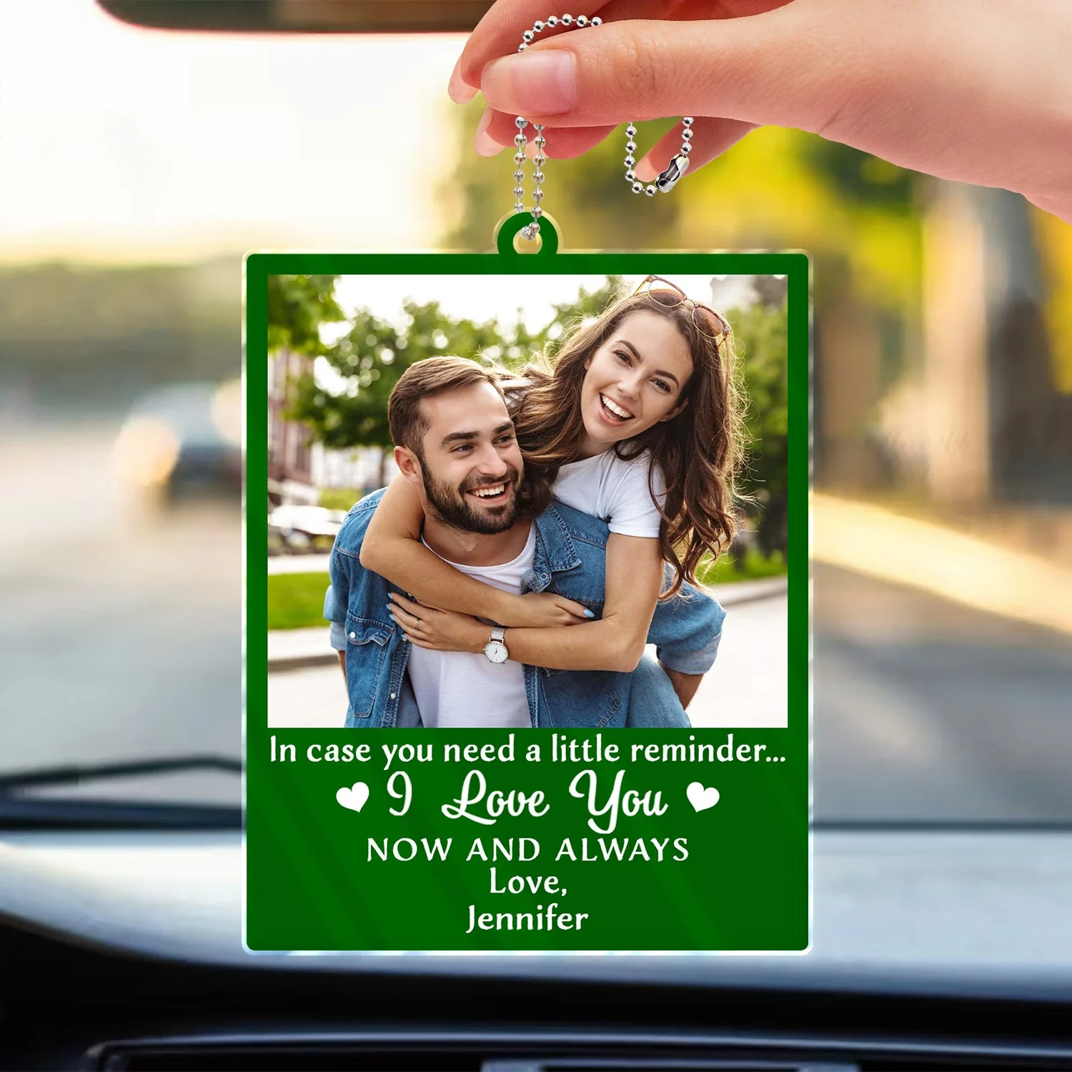 Custom Photo In Case You Need A Little Reminder - Gift For Couples, Husband, Wife - Personalized Acrylic Car Hanger - Image 3