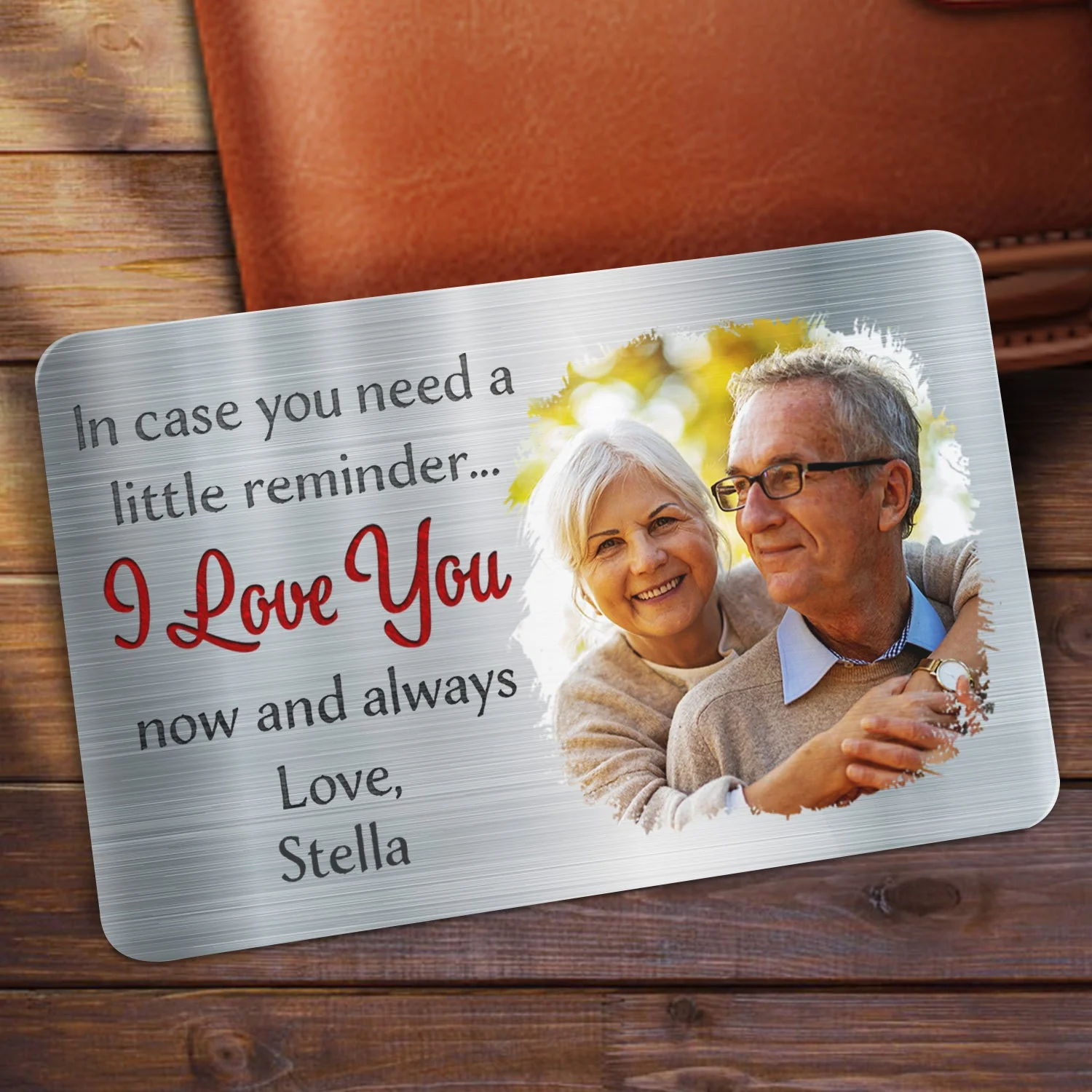 Custom Photo In Case You Need A Little Reminder - Gift For Couples, Husband, Wife - Personalized Aluminum Wallet Card - Image 2