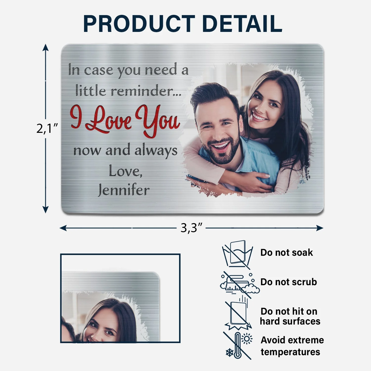 Custom Photo In Case You Need A Little Reminder - Gift For Couples, Husband, Wife - Personalized Aluminum Wallet Card - Image 6