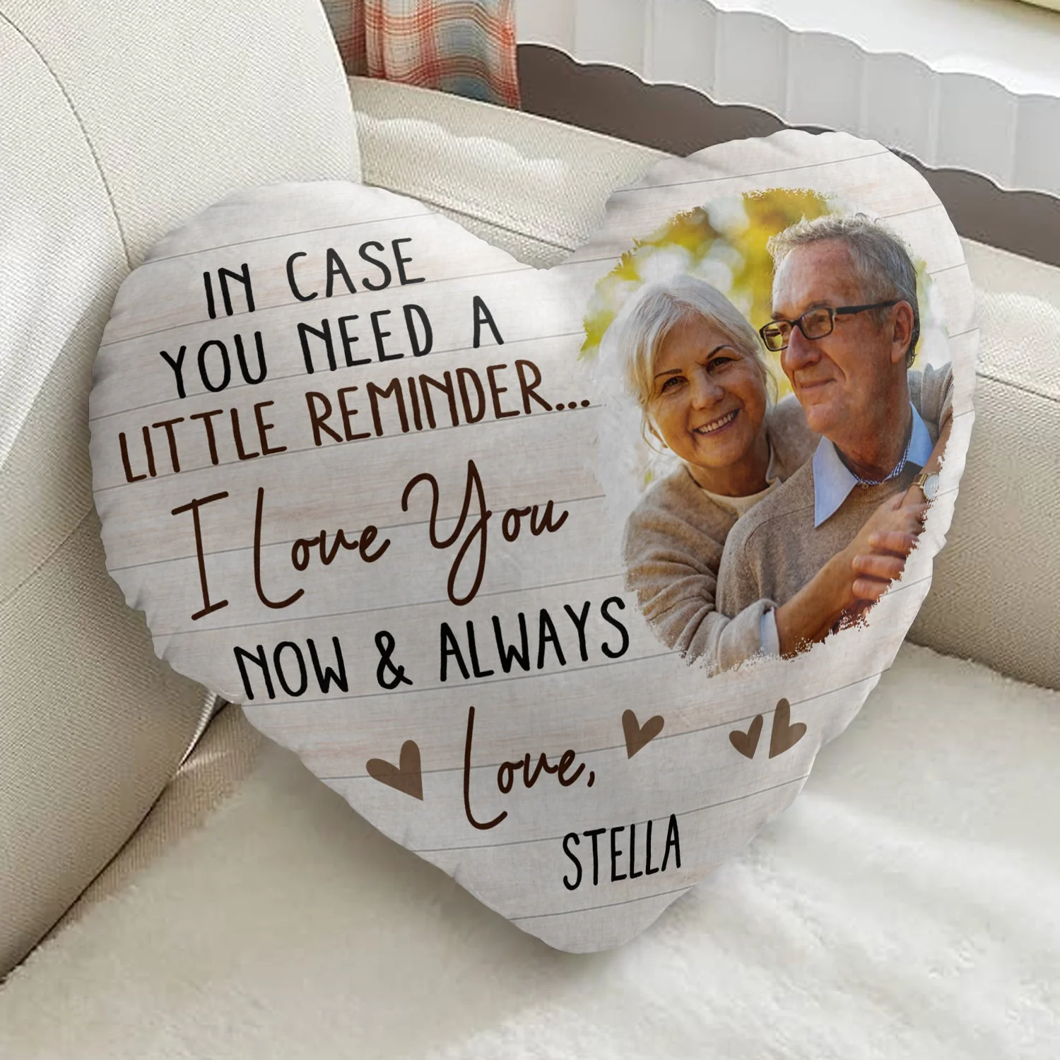Custom Photo In Case You Need A Little Reminder - Gift For Couples, Husband, Wife - Personalized Heart Shaped Pillow - Image 2