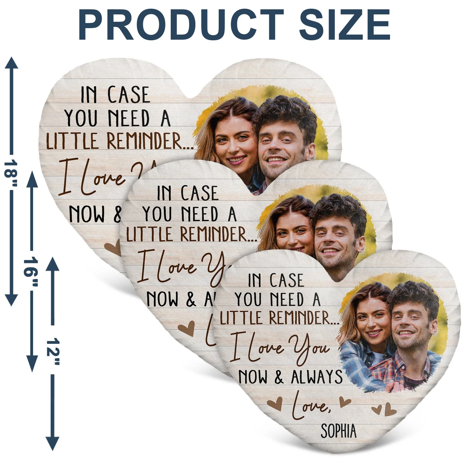 Custom Photo In Case You Need A Little Reminder - Gift For Couples, Husband, Wife - Personalized Heart Shaped Pillow - Image 6