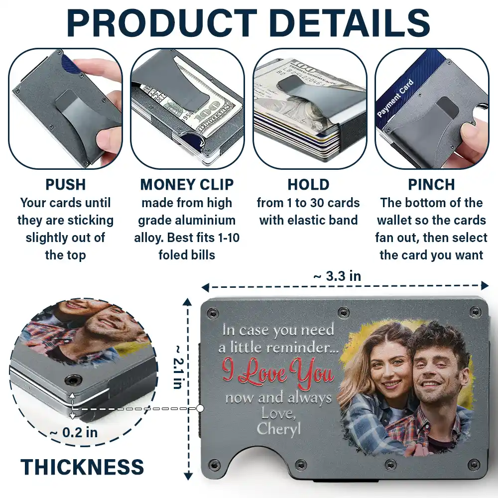Custom Photo In Case You Need A Little Reminder - Personalized Card Wallet With Money Clip - Image 5