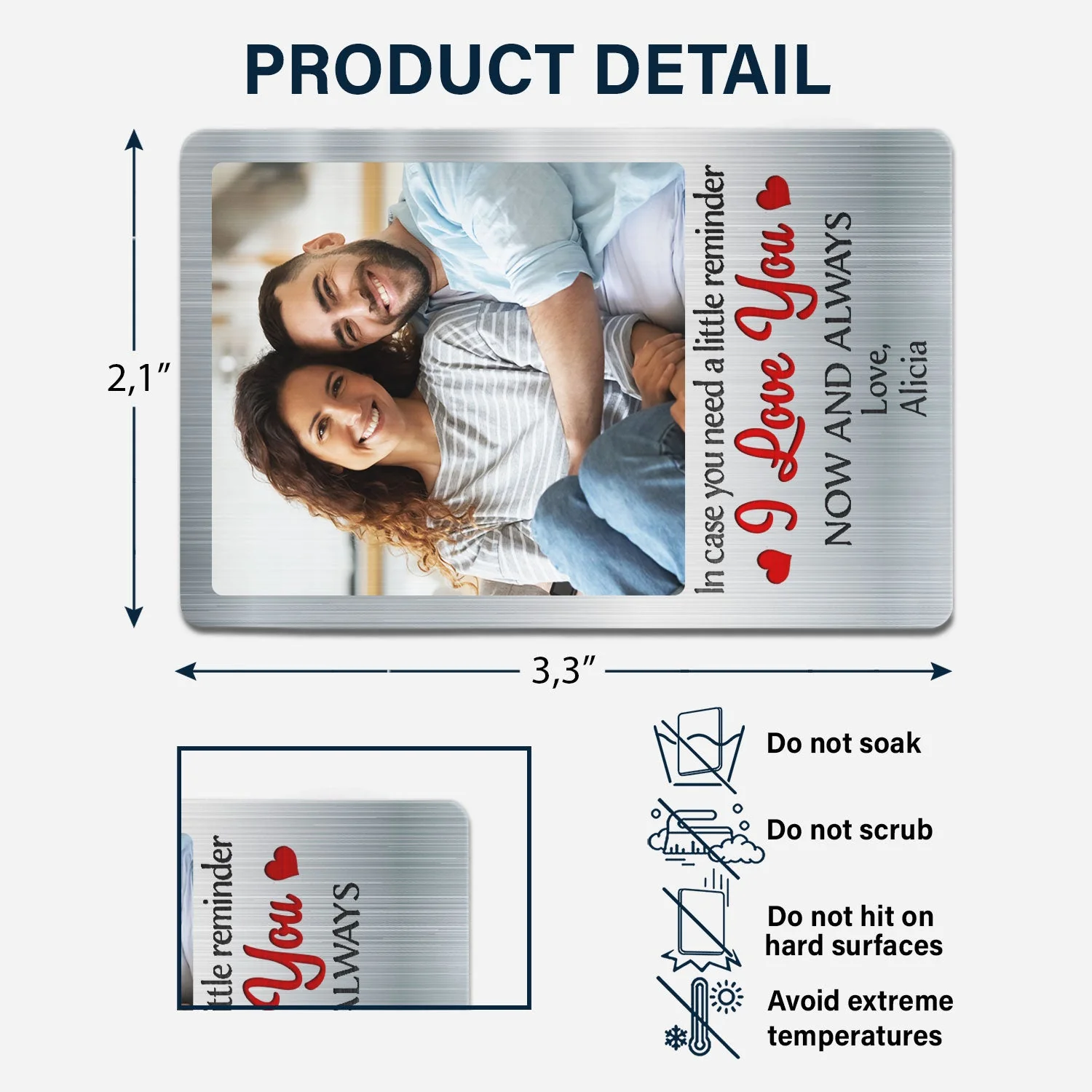 Custom Photo In Case You Need A Little Reminder Vertical - Gift For Couples, Husband, Wife - Personalized Aluminum Wallet Card - Image 6