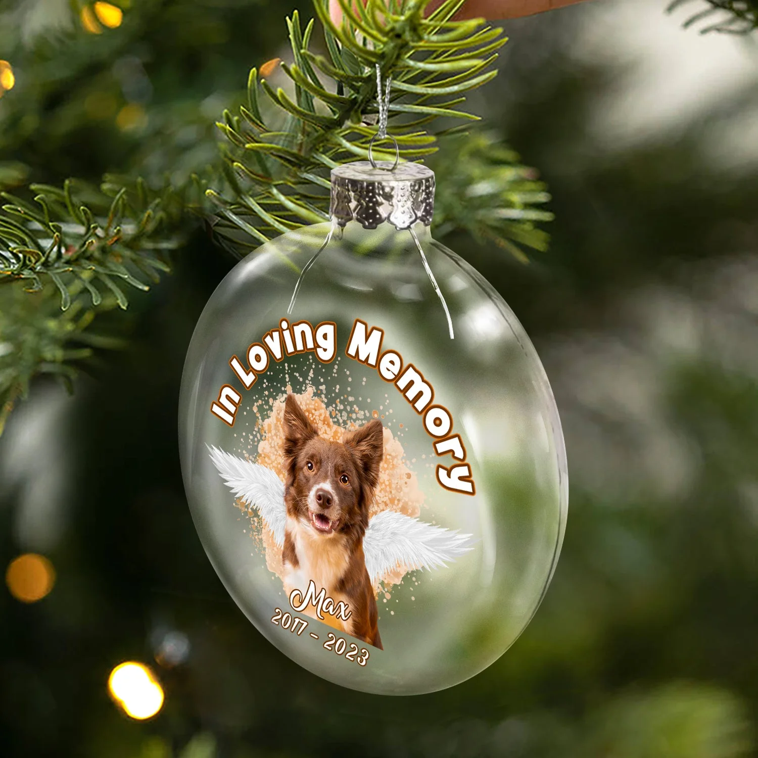 Custom Photo In Loving Memory - Christmas Gift For Dog Lovers - Personalized Clear Flat Ball Ornament - Image 3