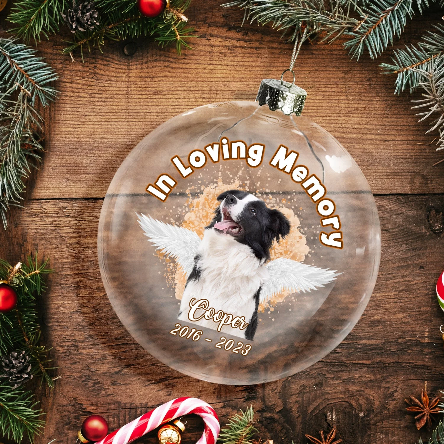 Custom Photo In Loving Memory - Christmas Gift For Dog Lovers - Personalized Clear Flat Ball Ornament - Image 4