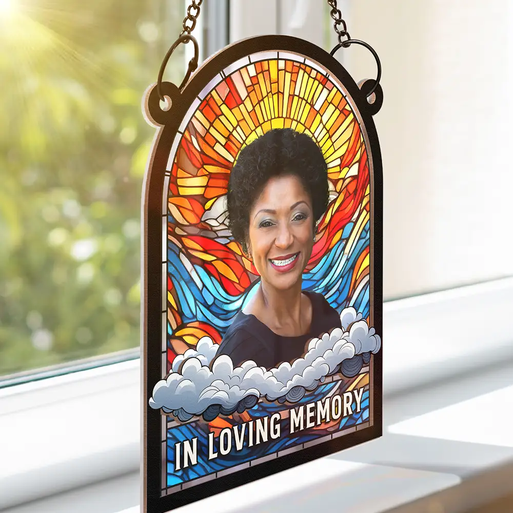 Custom Photo In Loving Memory Family Memorial Mom Grandma - Personalized Window Hanging Suncatcher Ornament - Image 4