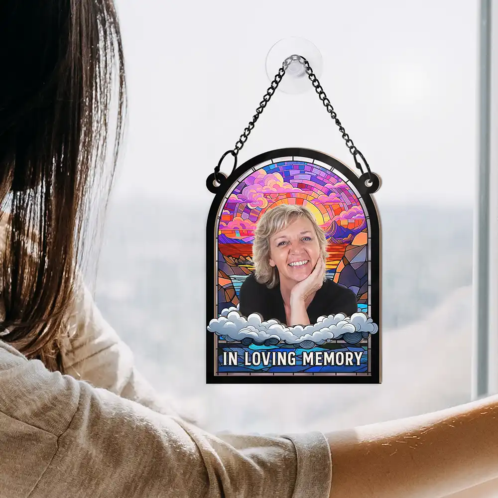 Custom Photo In Loving Memory Family Memorial Mom Grandma - Personalized Window Hanging Suncatcher Ornament - Image 5