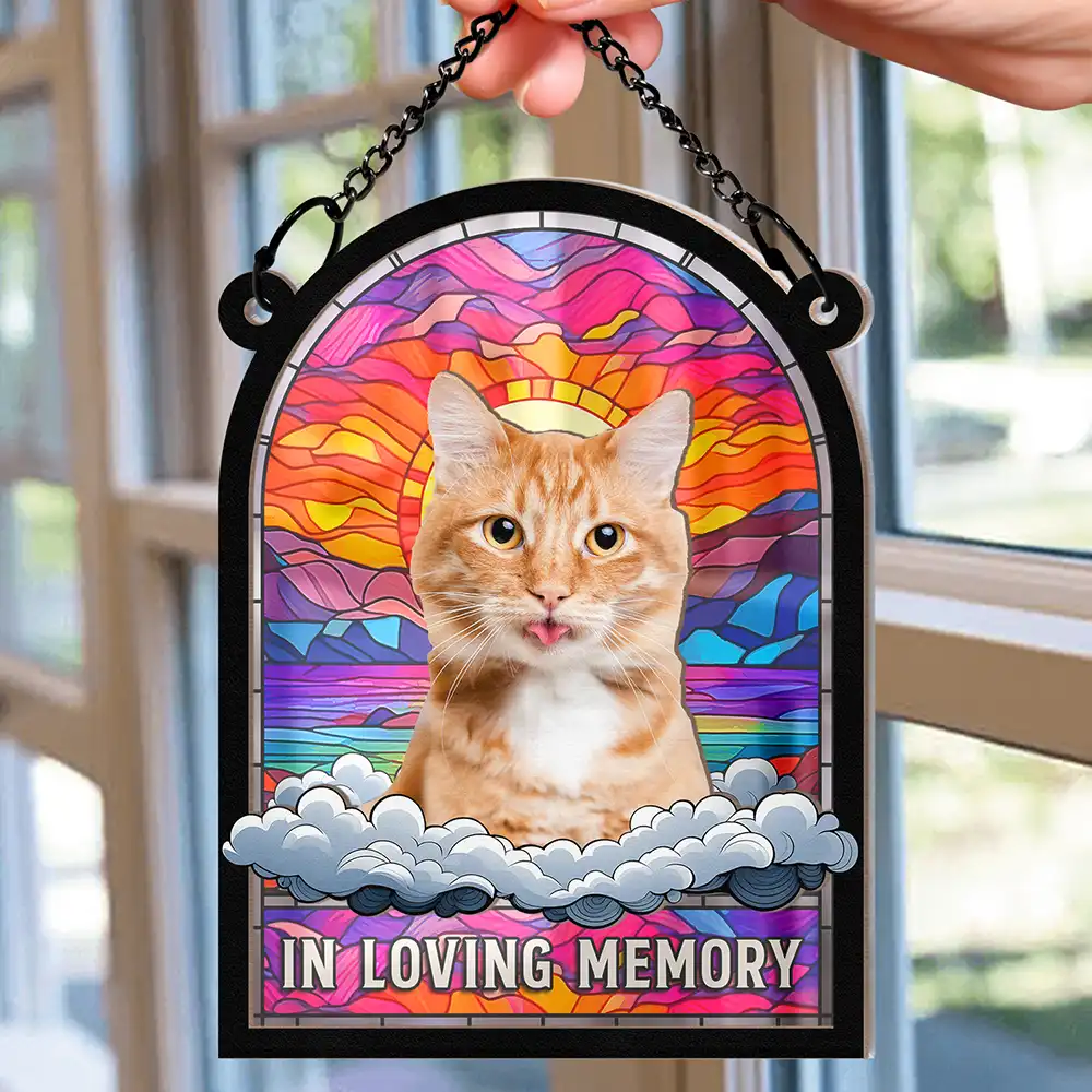 Custom Photo In Loving Memory Family Memorial Pet - Personalized Window Hanging Suncatcher Ornament - Image 3