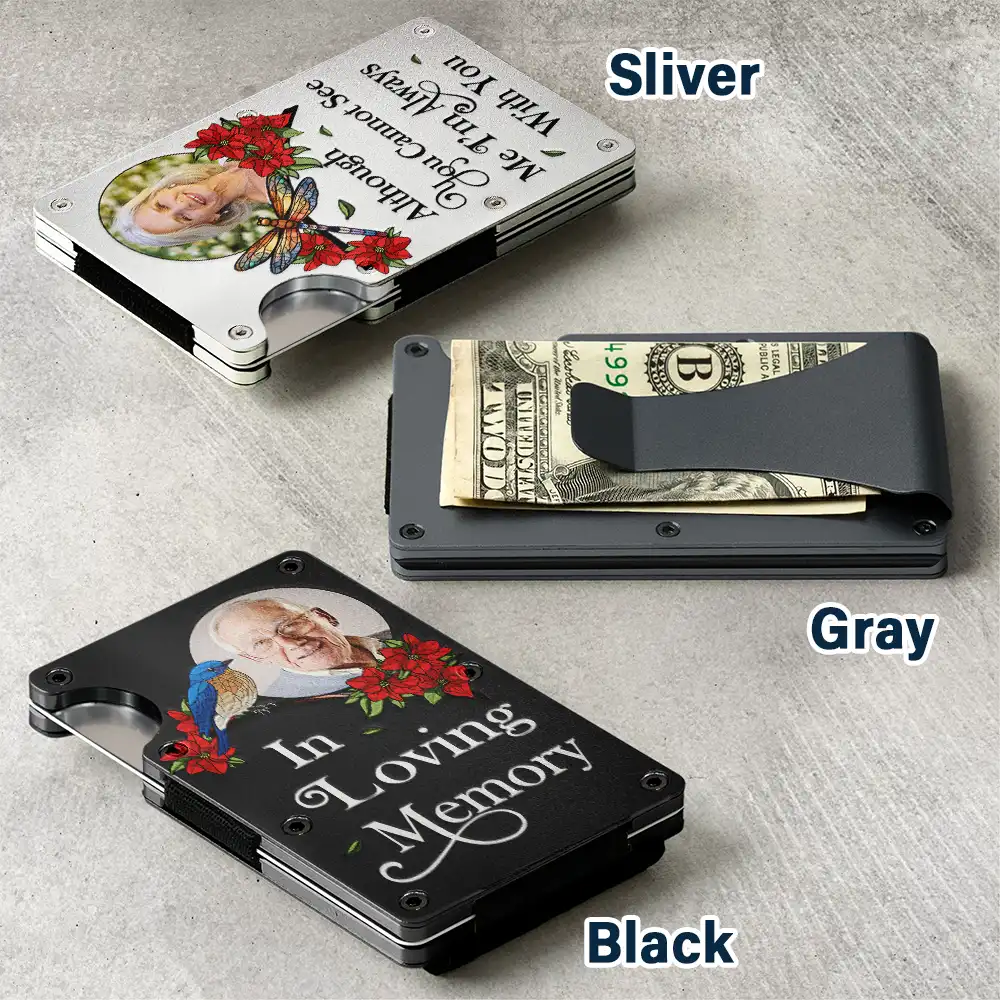 Custom Photo In Loving Memory I'm Always With You Memorial - Personalized Card Wallet With Money Clip - Image 4