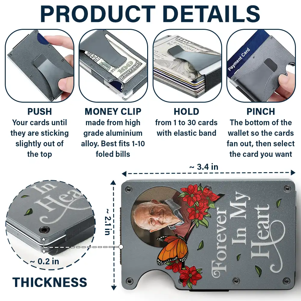 Custom Photo In Loving Memory I'm Always With You Memorial - Personalized Card Wallet With Money Clip - Image 5