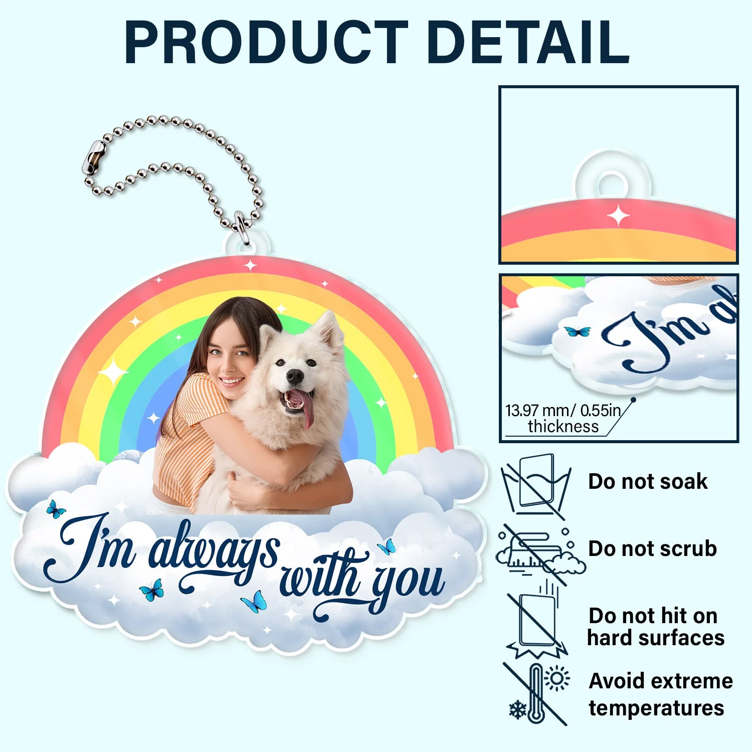 Custom Photo In Loving Memory - Memorial Gift For Pet, Family, Friends - Personalized Acrylic Car Hanger - Image 6