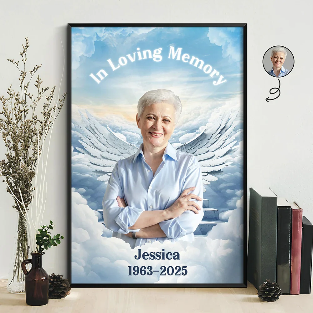 Custom Photo In Loving Memory Memorial Heaven - Personalized Poster