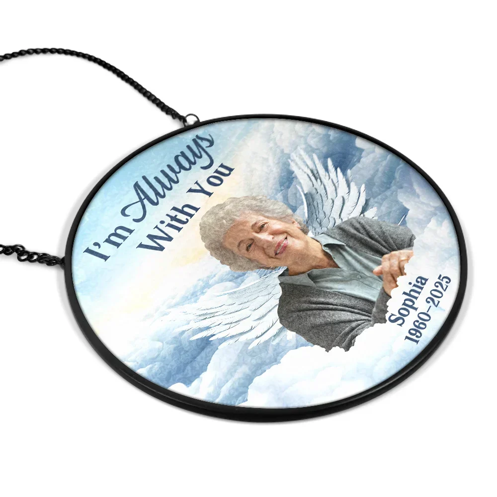Custom Photo In Loving Memory Memorial Heaven - Personalized Stained Glass Window Hanging Suncatcher - Image 3