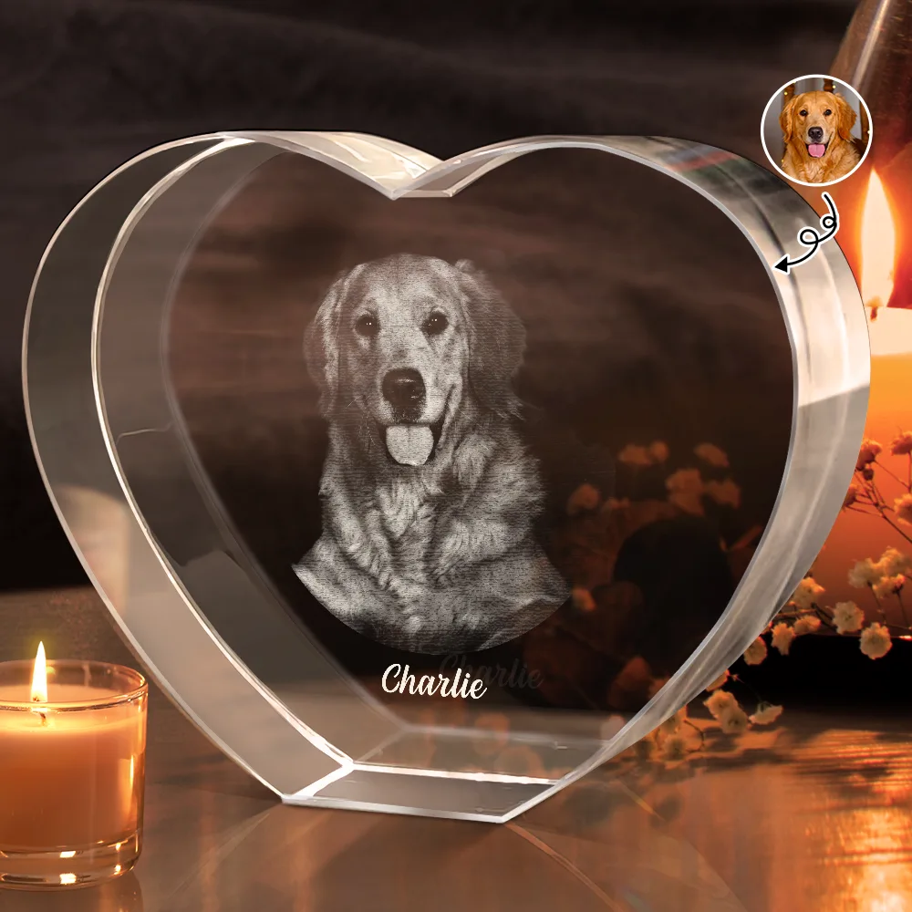 Custom Photo In Loving Memory Memorial - Personalized Crystal Heart - Image 2
