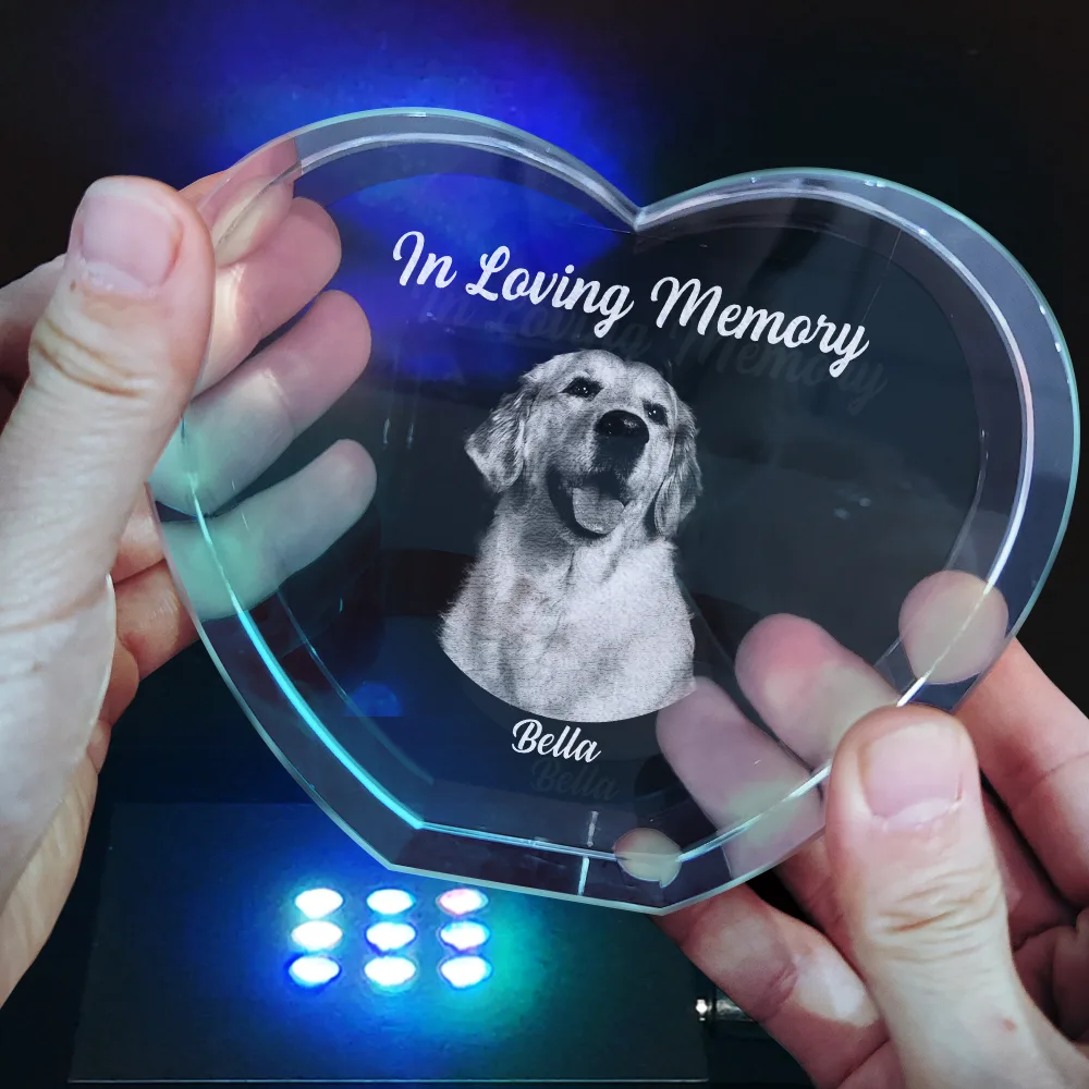 Custom Photo In Loving Memory Memorial - Personalized Crystal Heart - Image 6