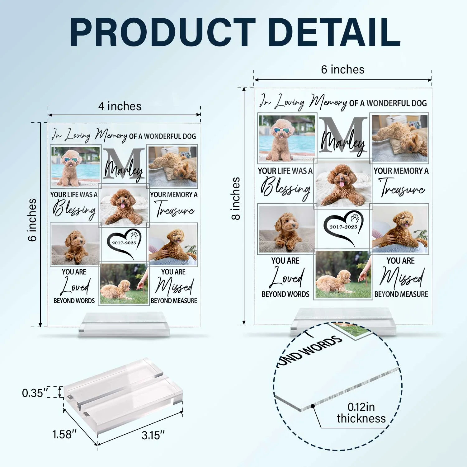 Custom Photo In Loving Memory Of A Wonderful Dog - Pet Memorial Gift, Sympathy Gift - Personalized Vertical Rectangle Acrylic Plaque - Image 5